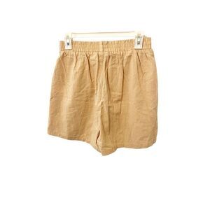 Nasty Gal Beige‎ Linen High Waisted Shirred Waist Shorts
